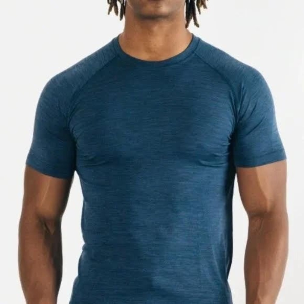 Alphalete Hero Performance‎ T-Shirt Mens XL Teal Seamless Athleisure Athletic